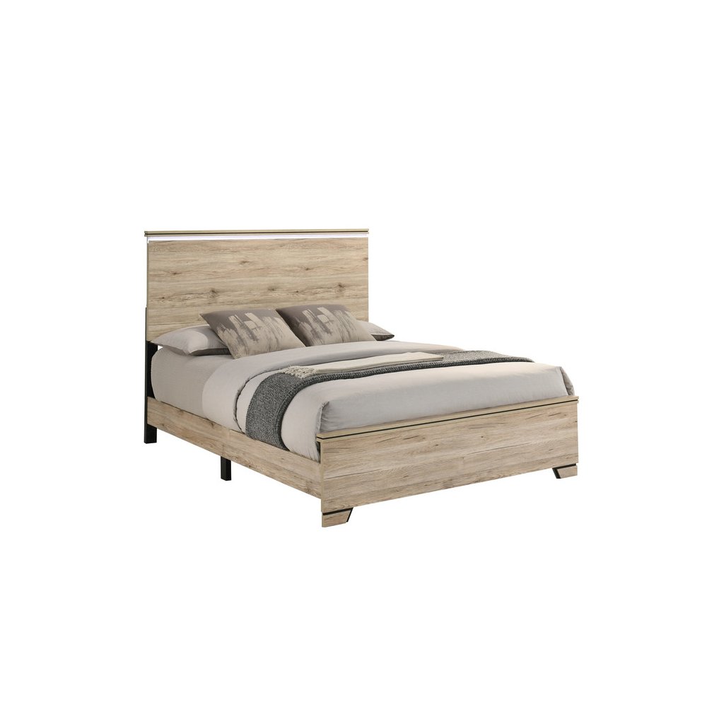 Queen Panel Bed  Light Oak. Picture 1