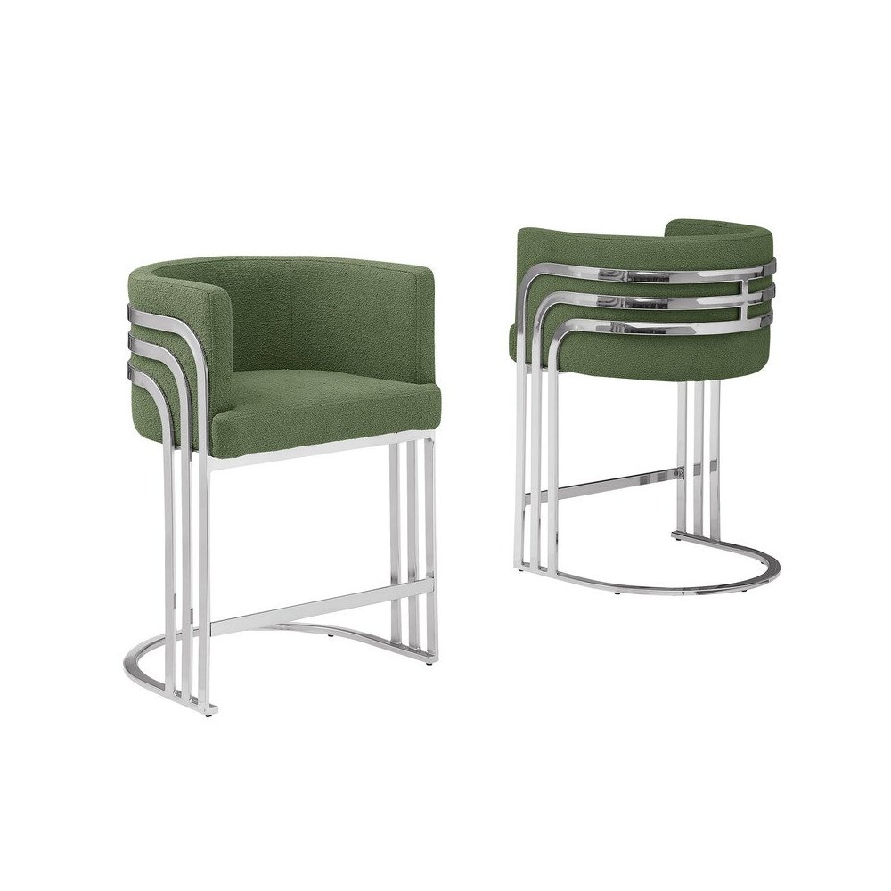 Best Quality furniture Green  with silver counter height, Set of two. Picture 2