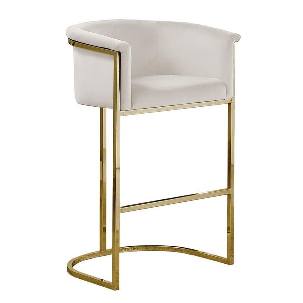 24" Cream Velvet Upholstered Counter Height with Gold Base Single. Picture 1