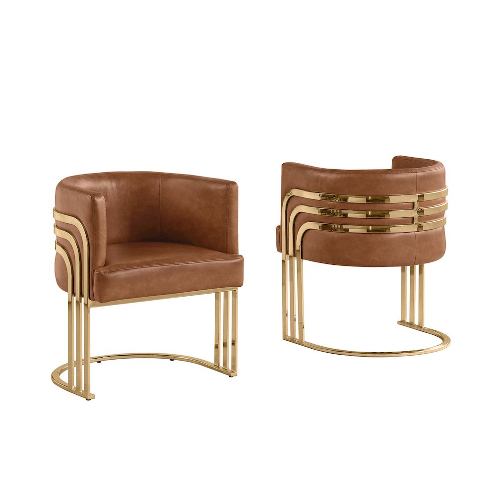 Leather-Aire Side Chairs with Gold Chrome Set of 2. Picture 1