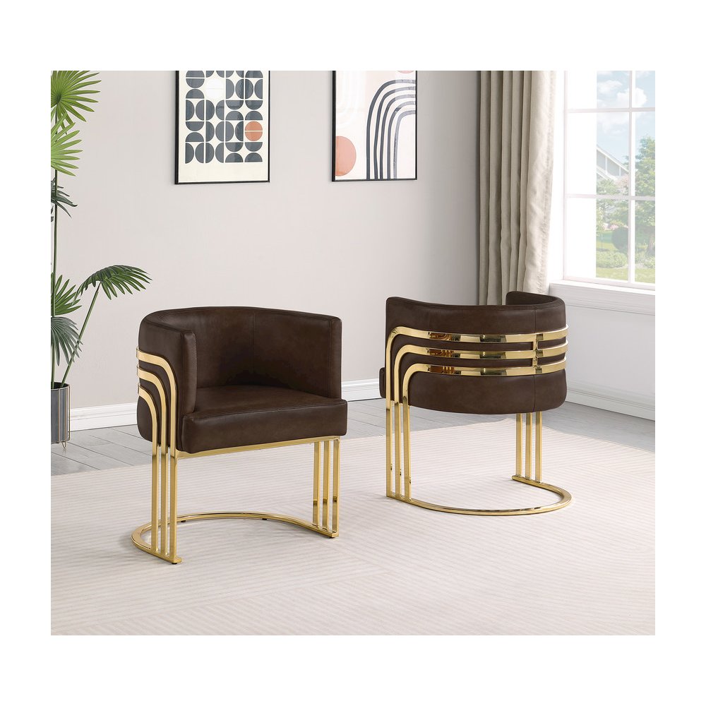 Leather-Aire Side Chairs with Gold Chrome Set of 2. Picture 3
