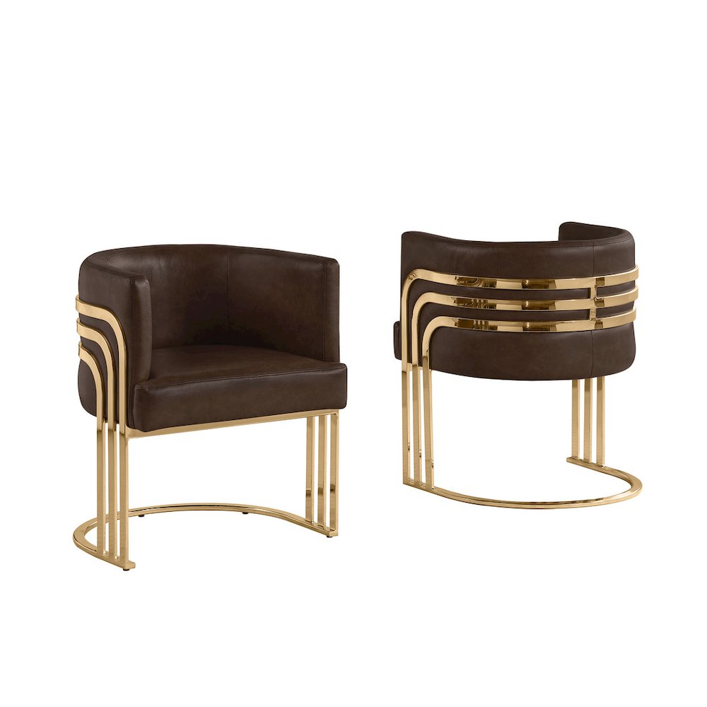 Leather-Aire Side Chairs with Gold Chrome Set of 2. Picture 1
