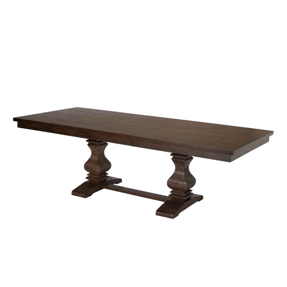 Classic 9pc Dining Set w/Uph Side Chairs Tufted & Naildhead Trim, Table w/Center 18" Leaf, Walnut. Picture 3