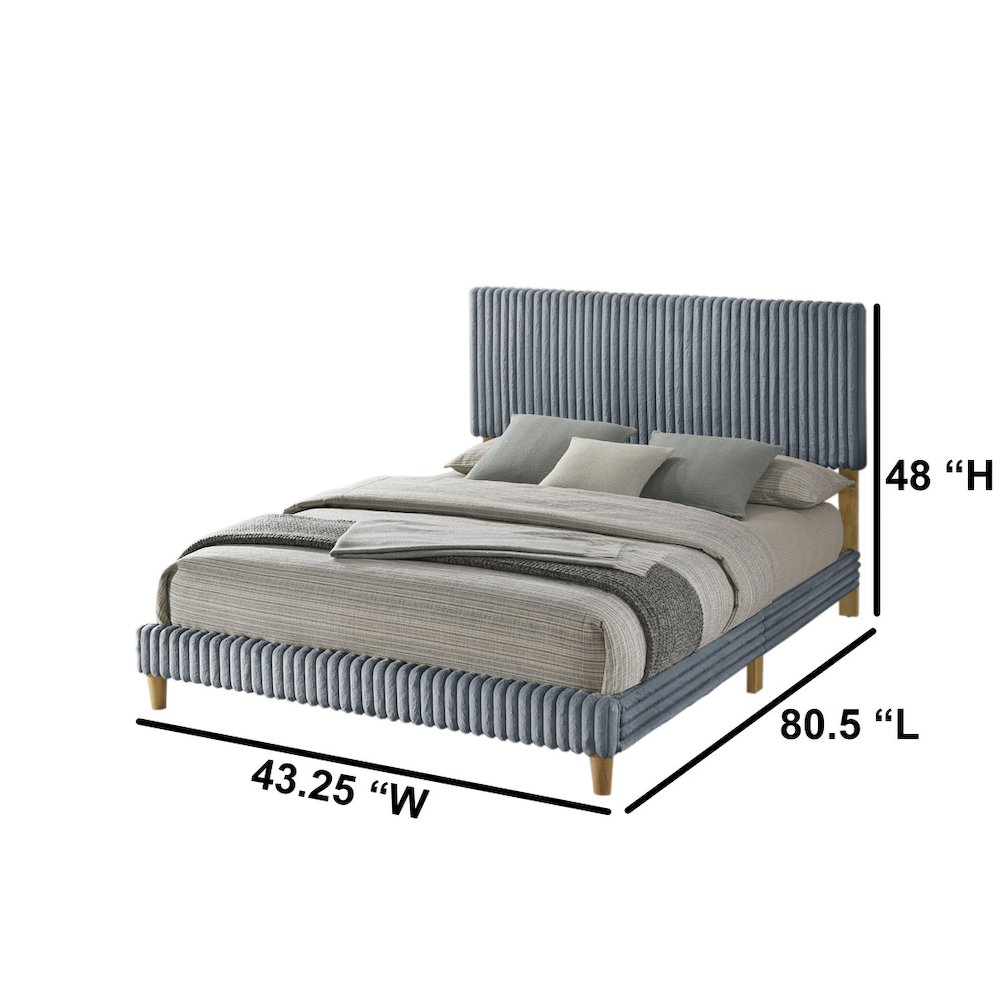 Full size panel bed with wooden legs in Gray color. Picture 2