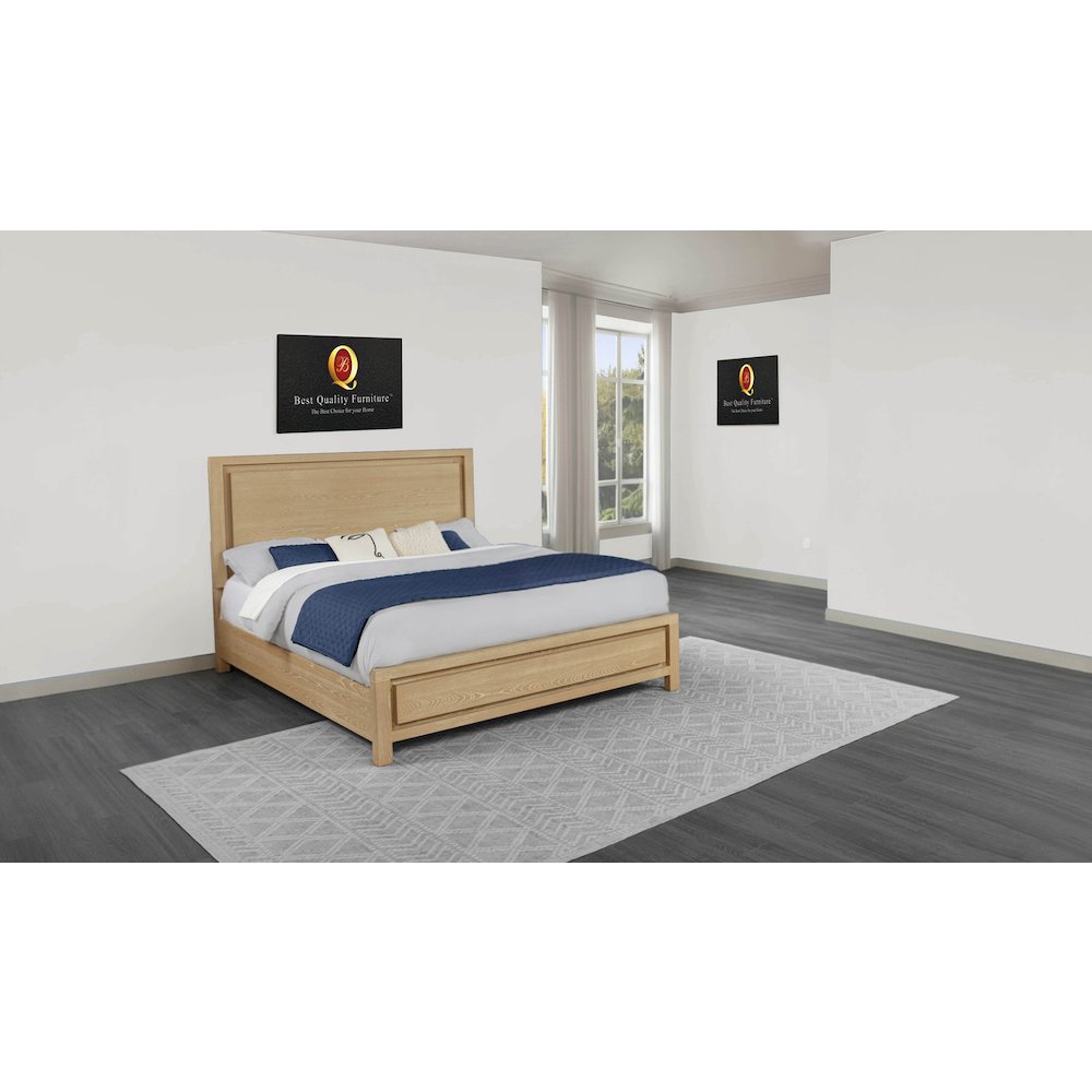 Queen Rubber Wood Light Oak Natuiral Finish Bed Frame. Picture 2