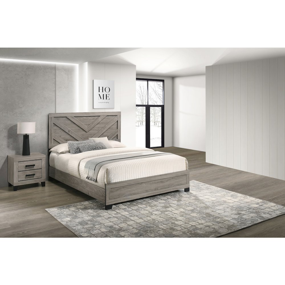 2 piece light gray pannel bedroom set (Bed+NS). Picture 4