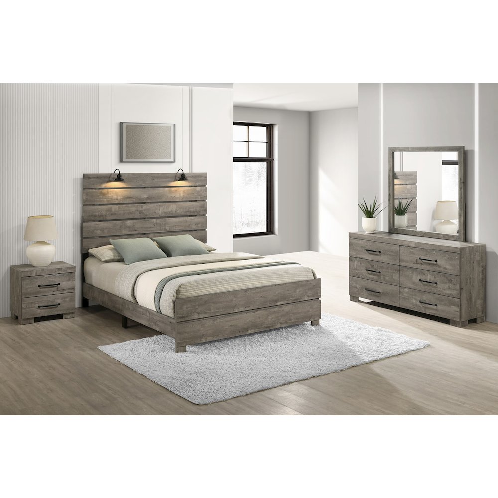 4Pc Modern Queen Size Panel Bedroom Set In Antique Gray Color. Picture 5