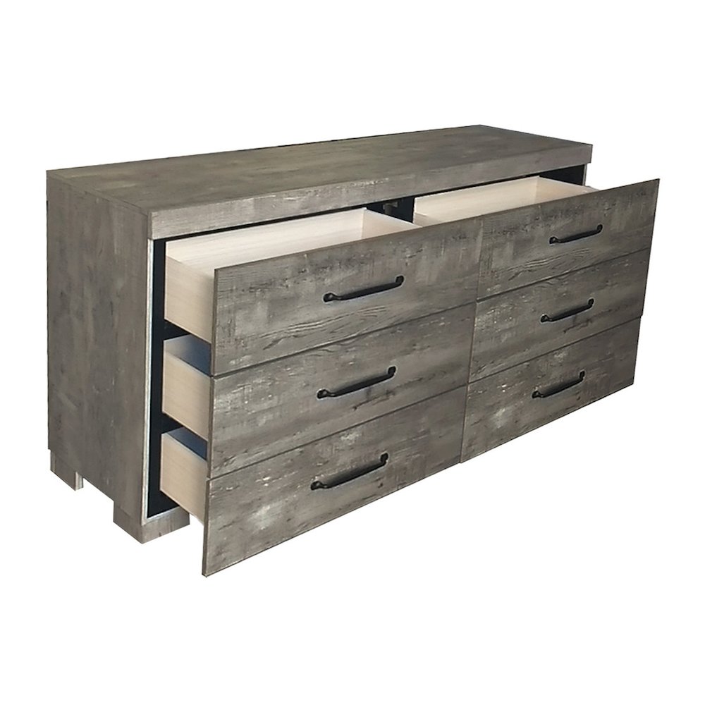Modern 6-Drawer Dresser With Mirror In Antique Gray Color. Picture 3