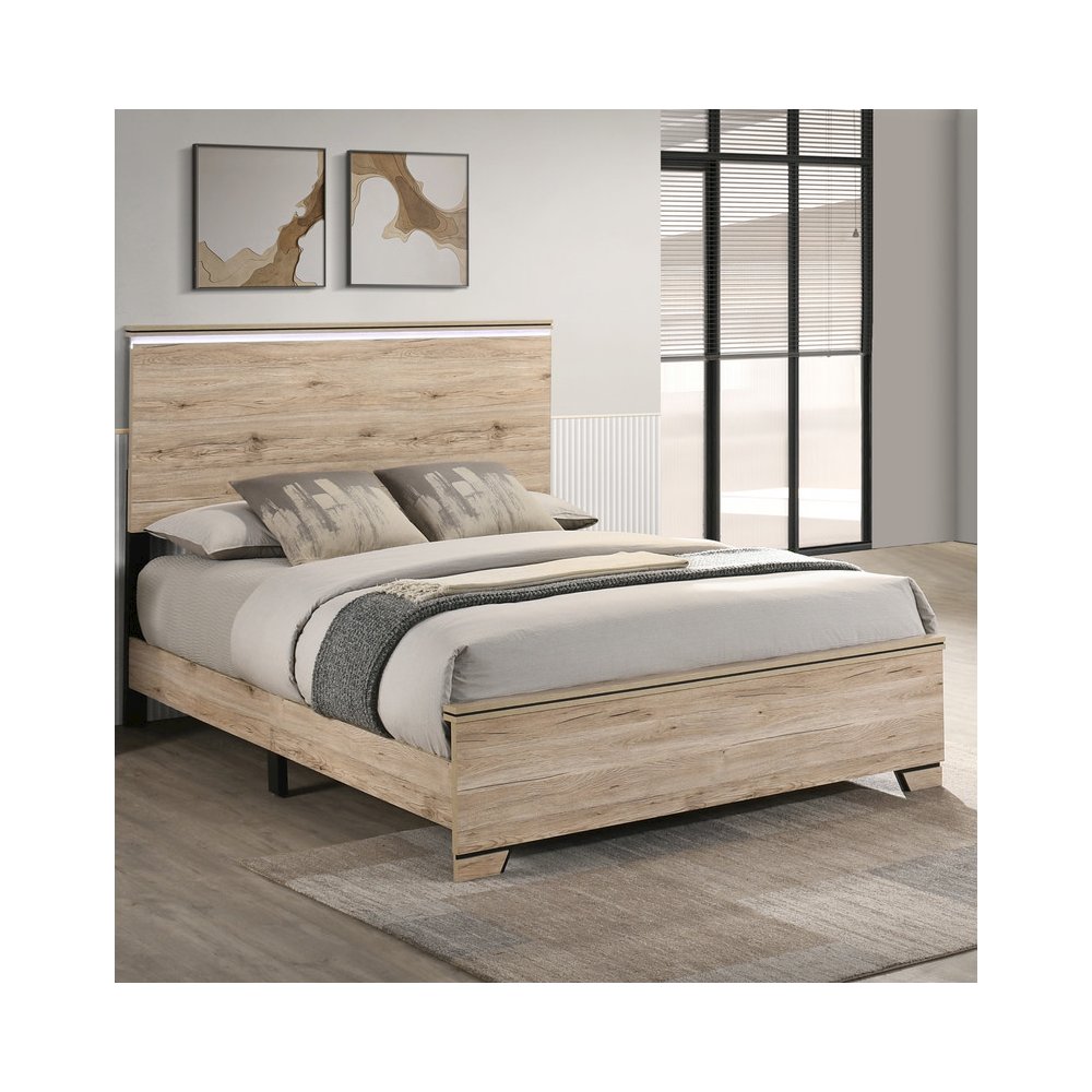 Queen Panel Bed  Light Oak. Picture 2