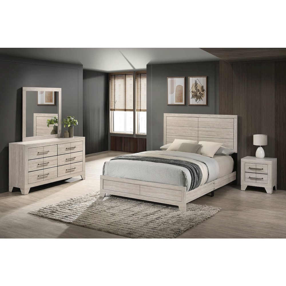 4pc Queen Panel Bedroom Set Rustic Gray Oak color. Picture 6