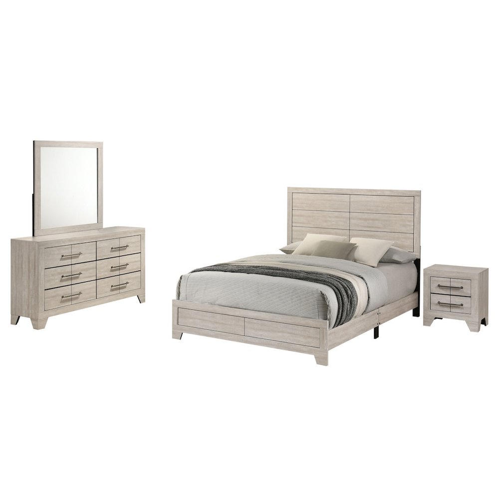 4pc Queen Panel Bedroom Set Rustic Gray Oak color. Picture 1