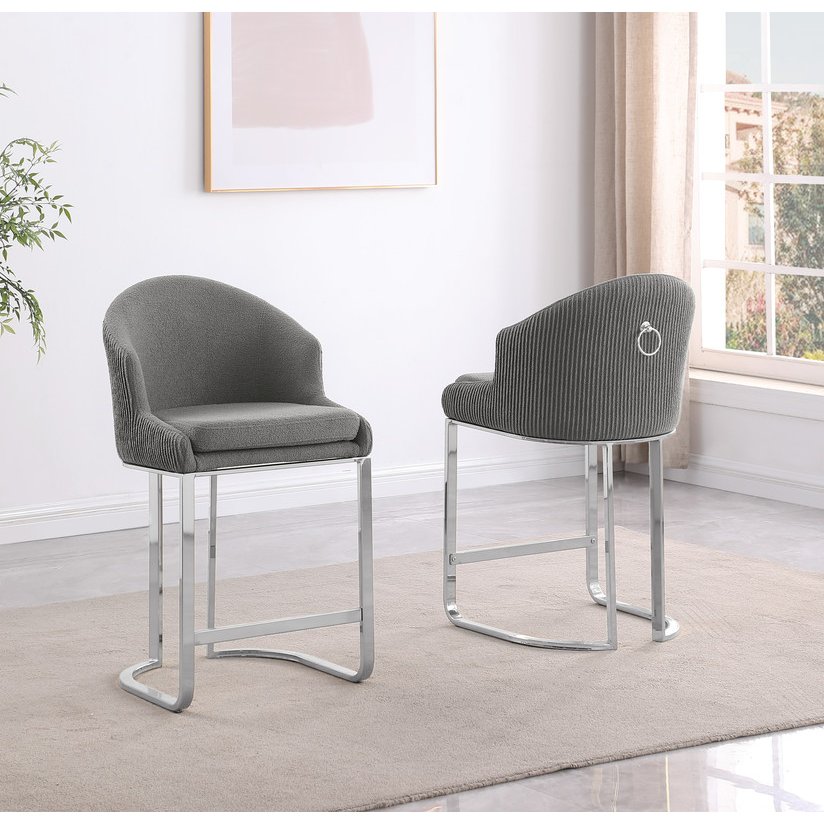 Best Quality Furniture Gray With Silver Counter Height. Set Of Two. Picture 4