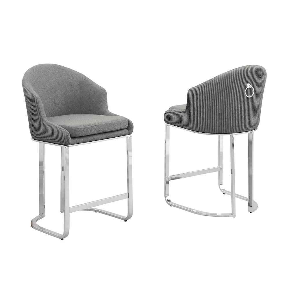 Best Quality Furniture Gray With Silver Counter Height. Set Of Two. Picture 1
