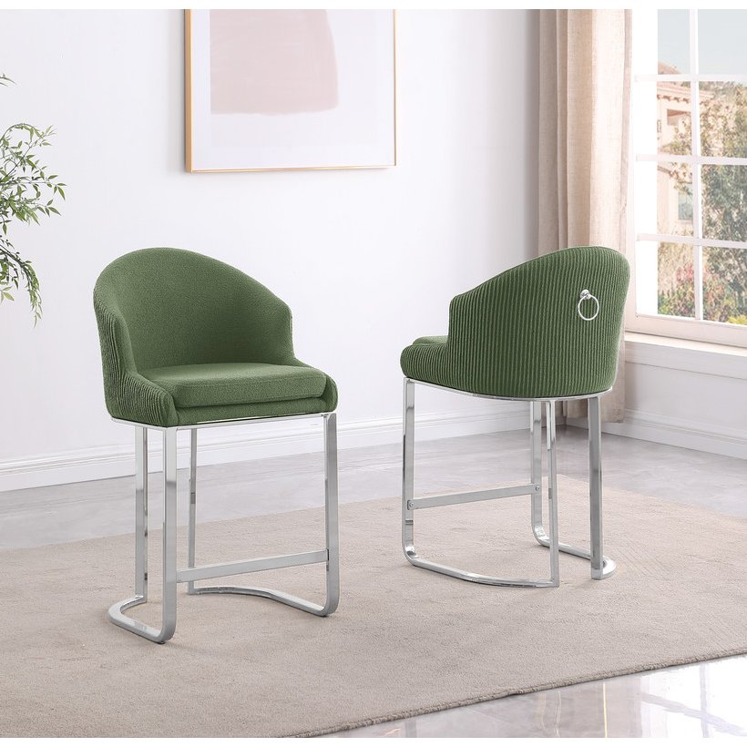 Best Quality Furniture Green With Silver Counter Height. Set Of Two. Picture 4