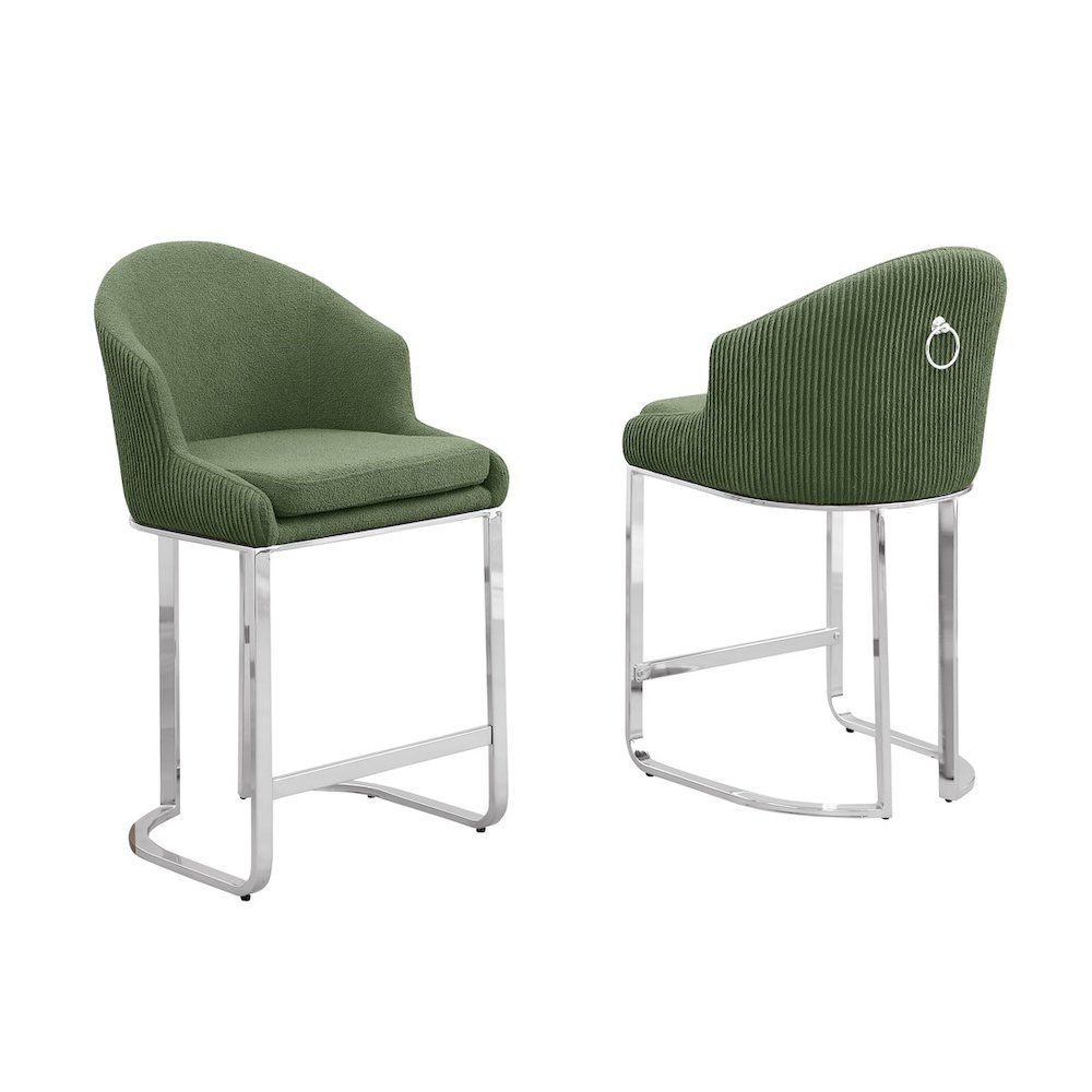 Best Quality Furniture Green With Silver Counter Height. Set Of Two. Picture 1
