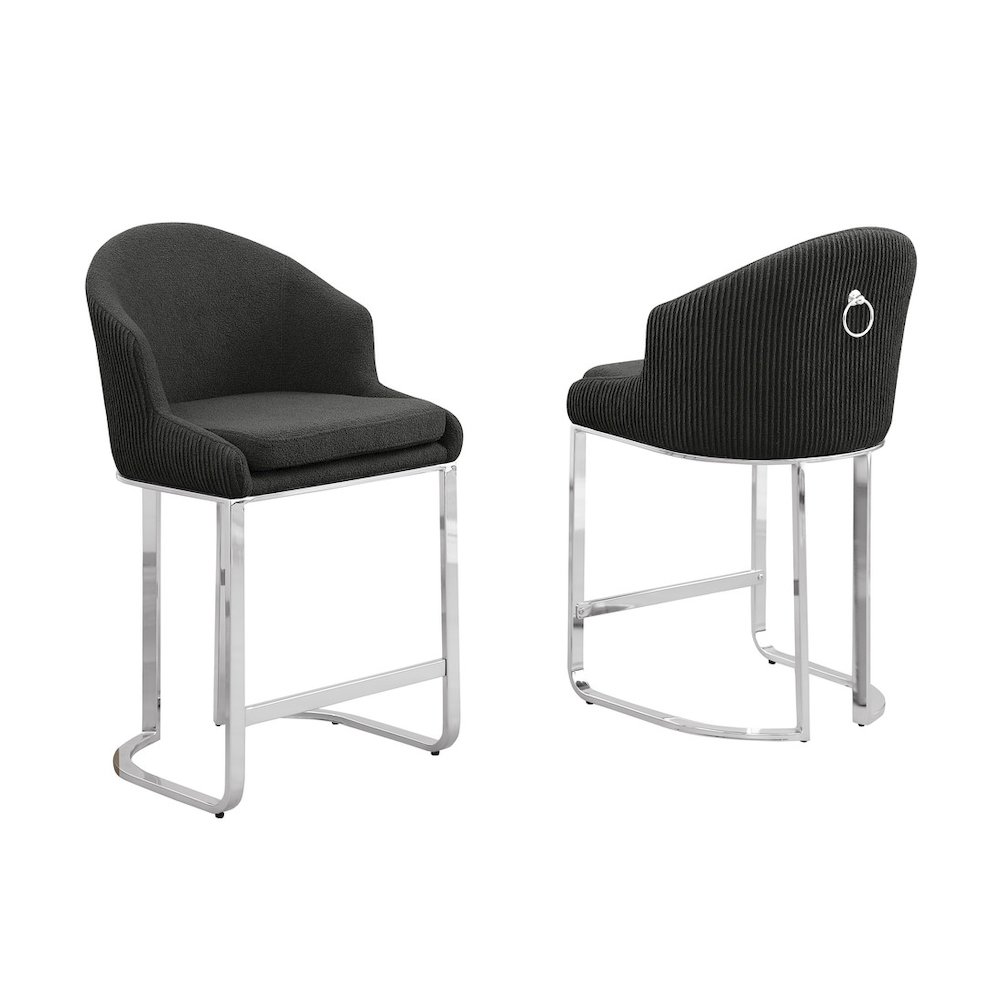 Best Quality Furniture Black With Silver Counter Height, Set Of Two. Picture 1