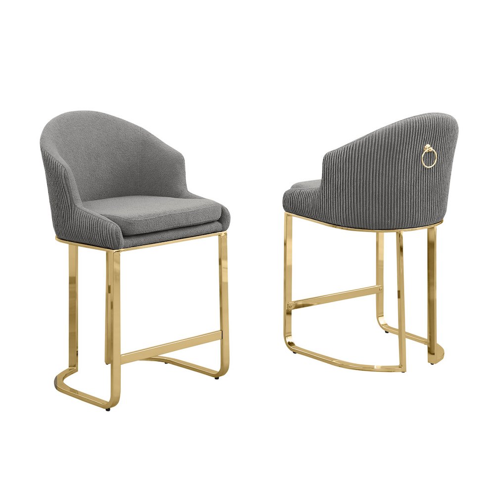 Best Quality Furniture Gray With Gold Counter Height, Set Of Two. Picture 1