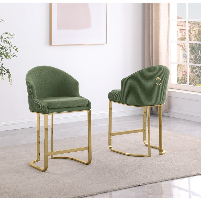 Best Quality Furniture Green With Gold Counter Height, Set Of Two. Picture 4