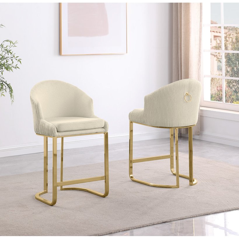 Best Quality Furniture Cream With Gold Counter Height, Set Of Two. Picture 4