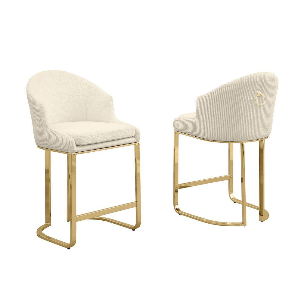 Best Quality Furniture Cream With Gold Counter Height, Set Of Two. Picture 1