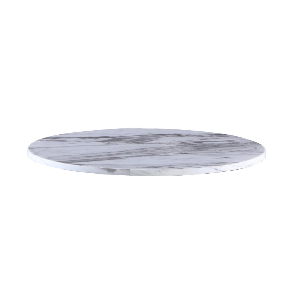 White Marble Round 5 piece Dining Set Ring Chairs in Navy Blue Velvet - Lazy Susan. Picture 2