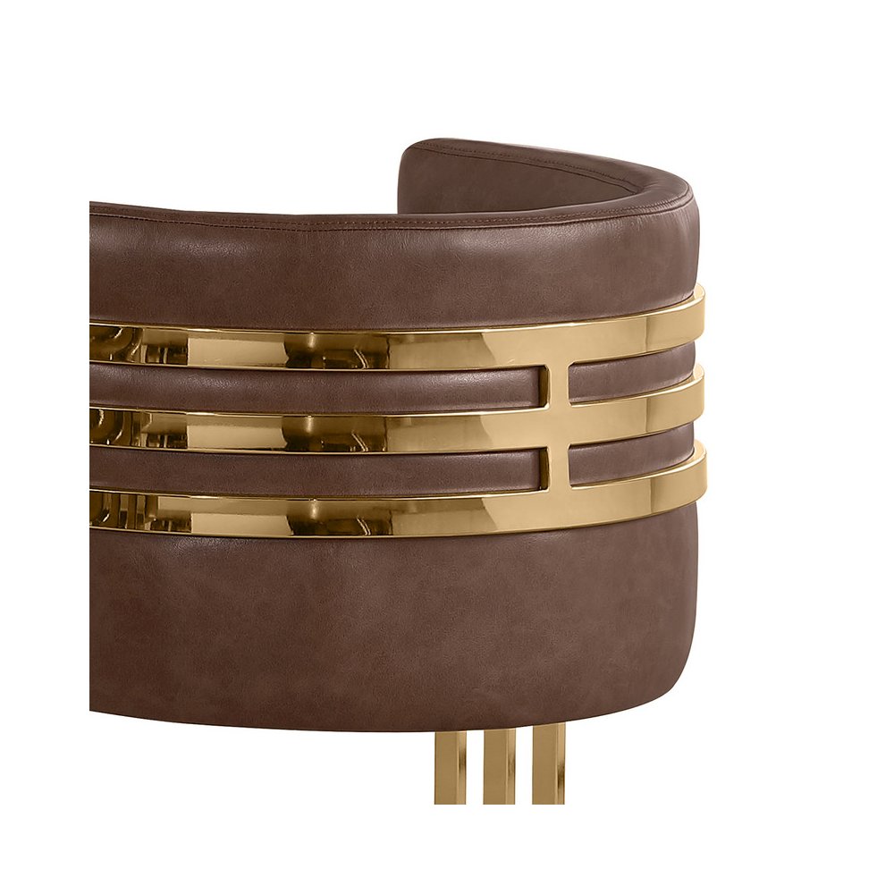 Mocha with Gold Base Barstool, Set of 2. Picture 2
