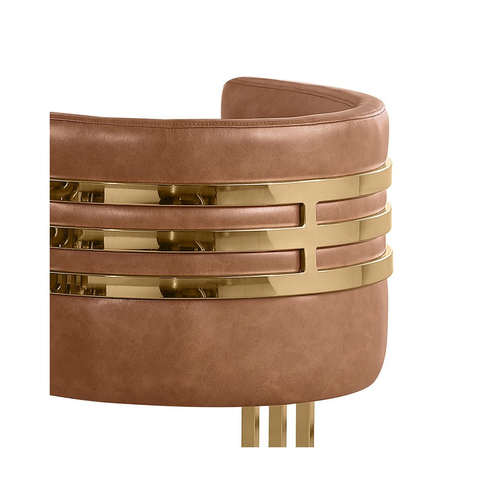 Toffee with Gold Base Barstool, Set of 2. Picture 2