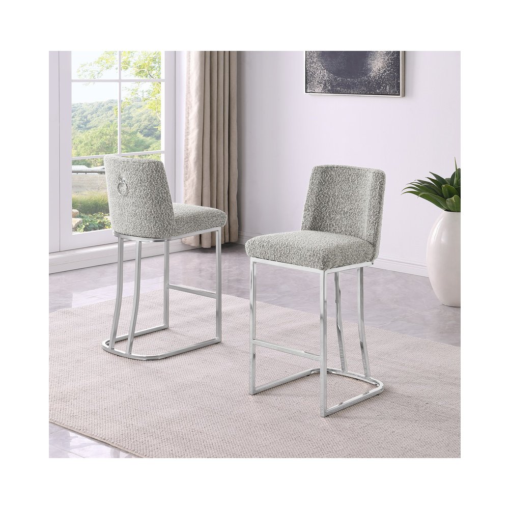 Rich Gray With Silver Base Barstools, Set Of 1. Picture 2