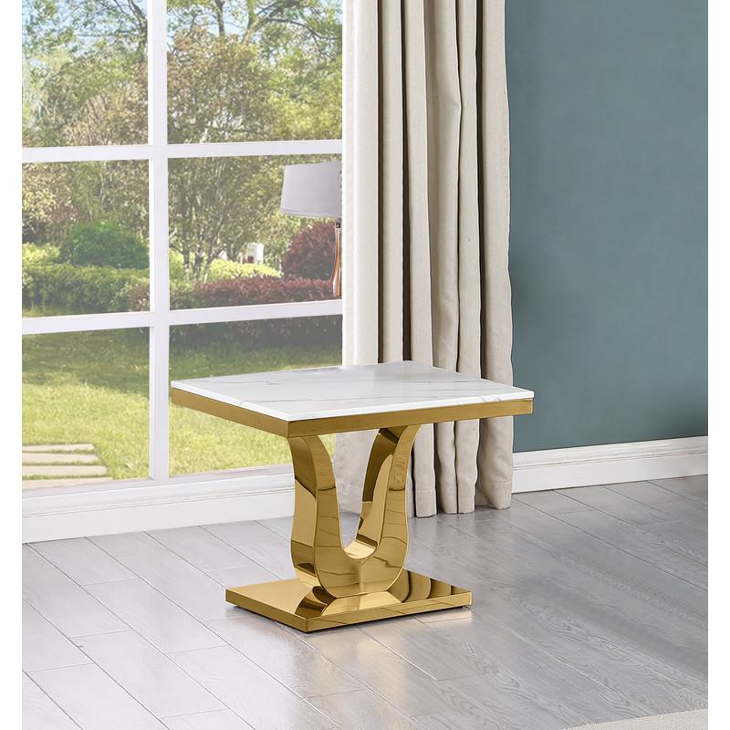 3pc white marble coffee set with a gold base (Coffee + End + Console table). Picture 3