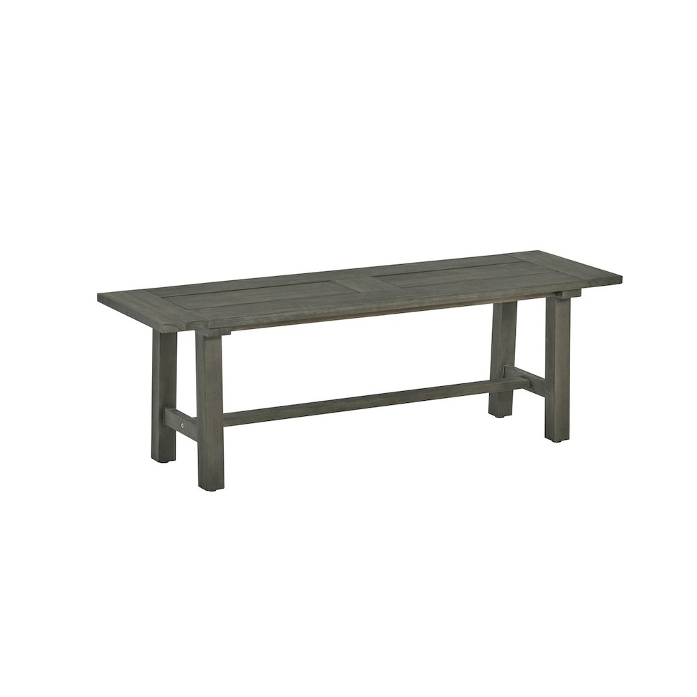Rustic Gray Outdoor Dining Set - Acacia Wooden Table with 2 Wood Benches. Picture 2