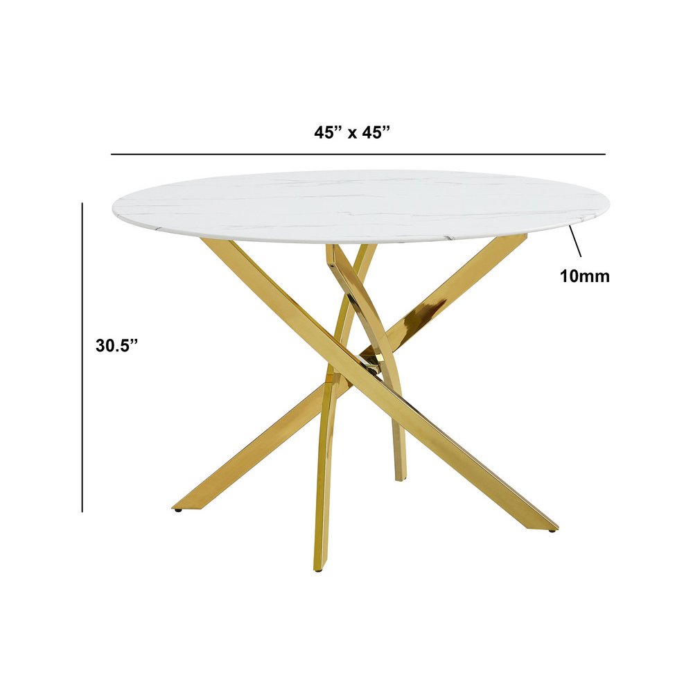 Round White Marble Wrap Glass Ding Table With 4 Grey Side Chairs. Picture 4