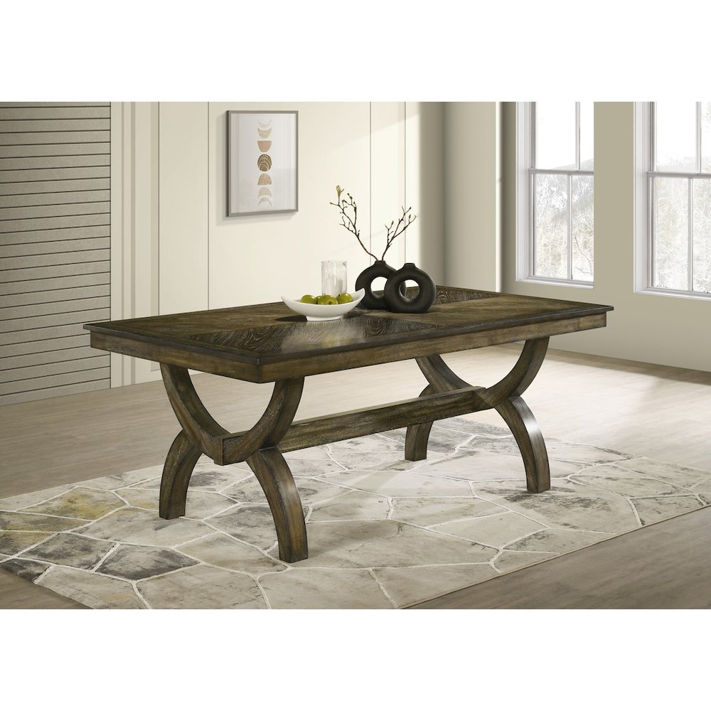 7pc wood dining set with extendable table. Picture 3