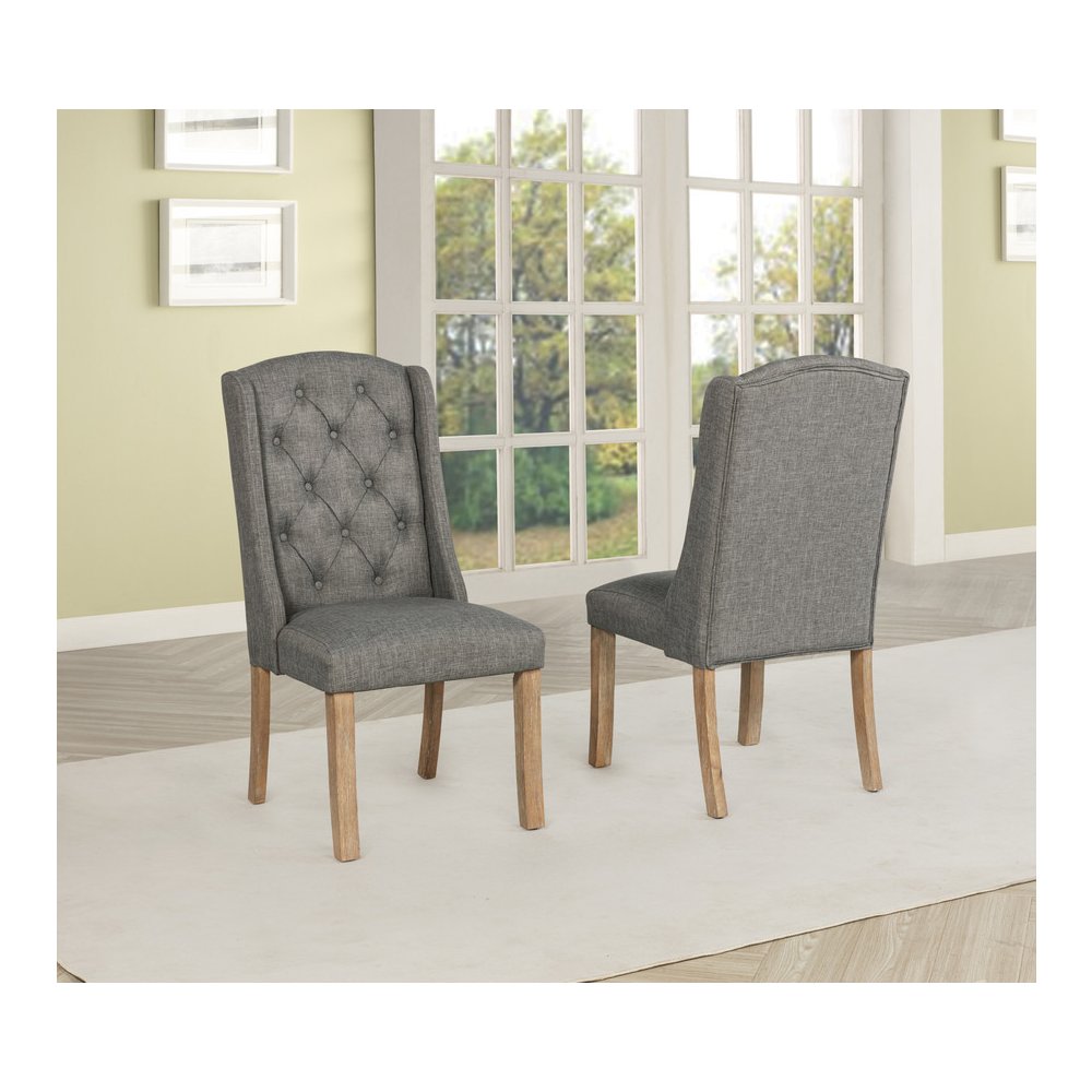 7 Piece Traditional Dining Table With Dark Grey Side Chairs. Picture 5