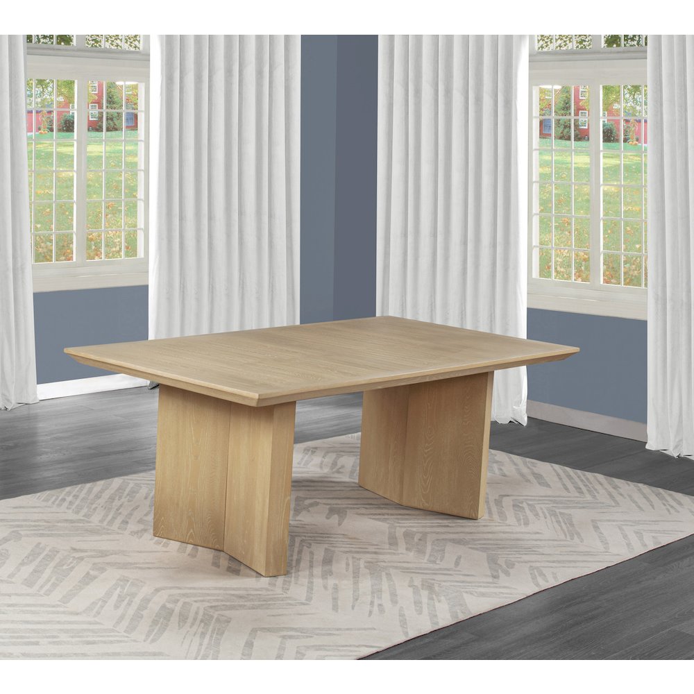 5pc Lighjt Oak Natural Finish Cream Linen Fabric Chairs Dining Set. Picture 3