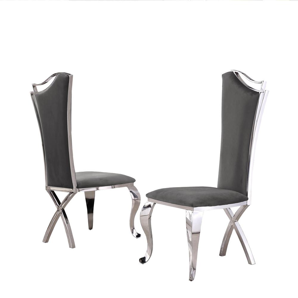 Classic Velvet Side Chair. Gray. Picture 2