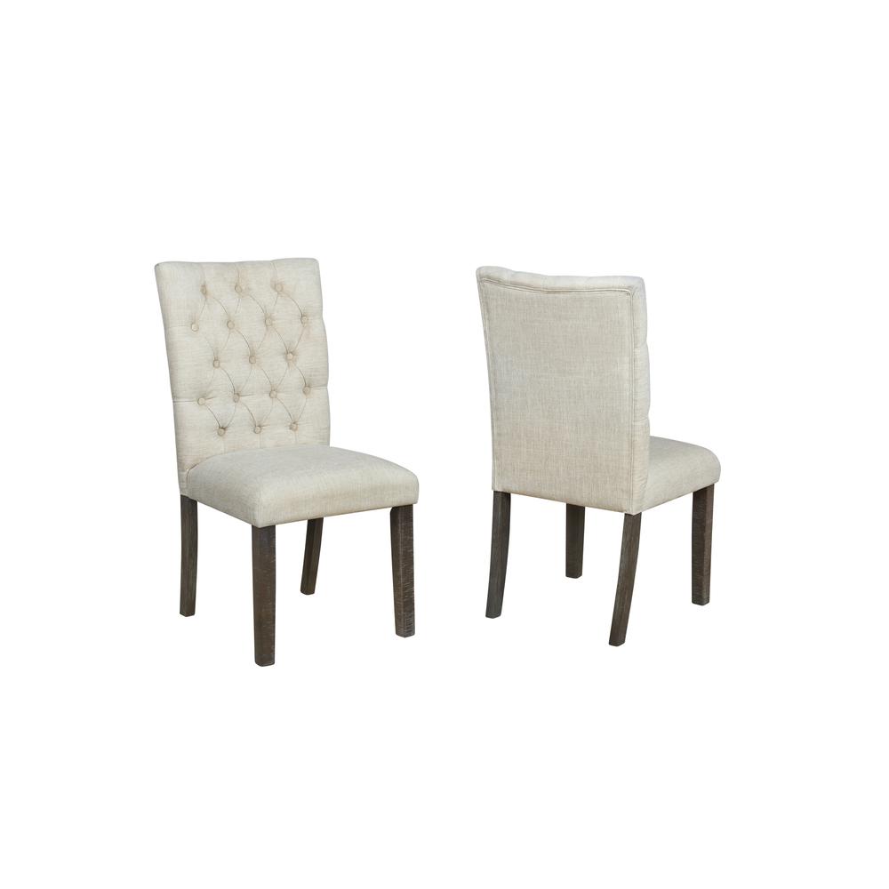6pc Dining Set w/Uph Bench and Chairs Tufted, Table w/Storage, Beige. Picture 2