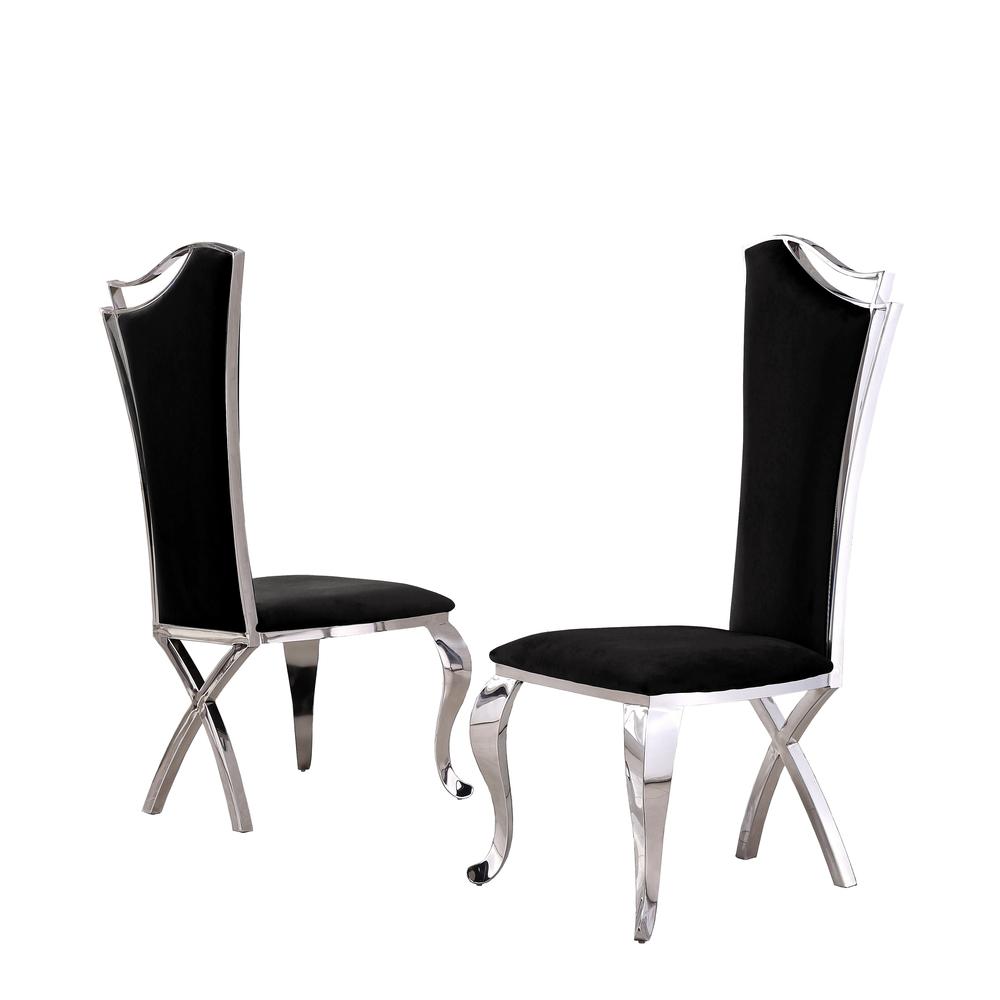 Classic Velvet Side Chair, Black (Set of 2). Picture 1