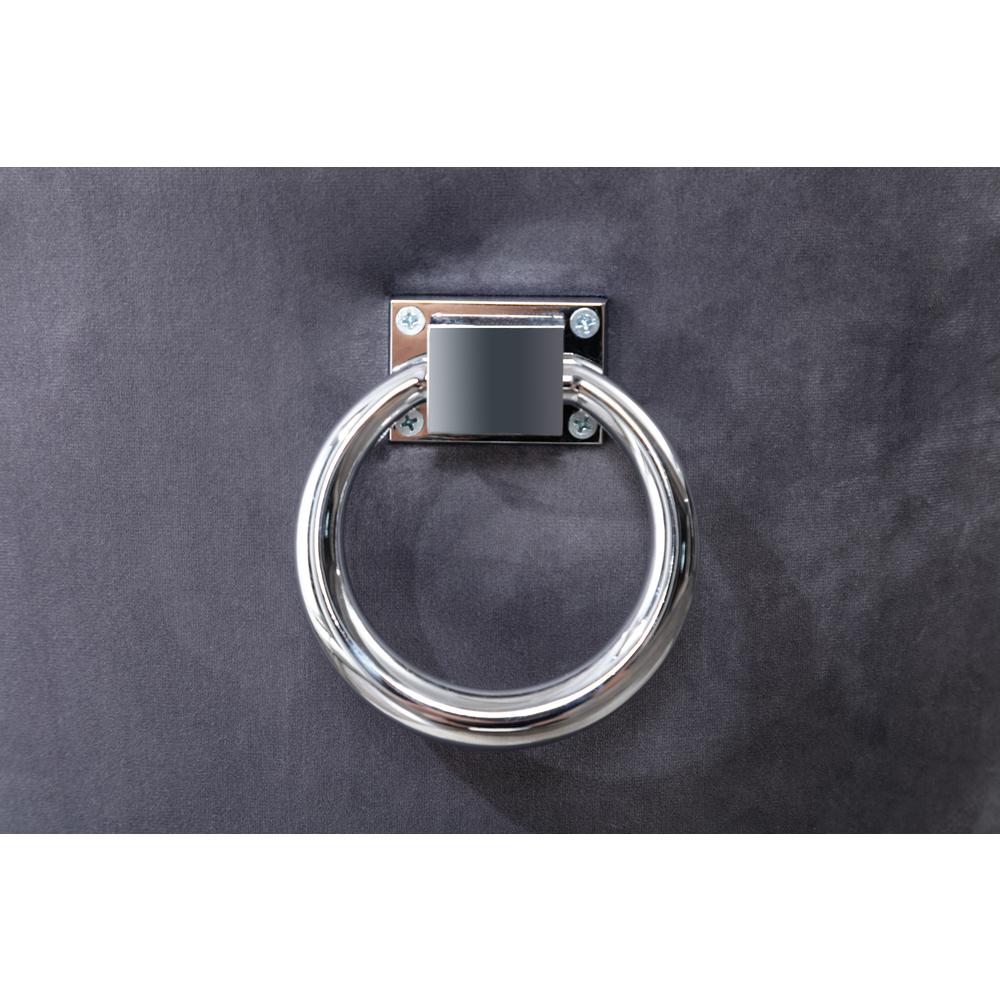 White Marble 7pc Set Ring Chairs in Dark Grey Velvet. Picture 4