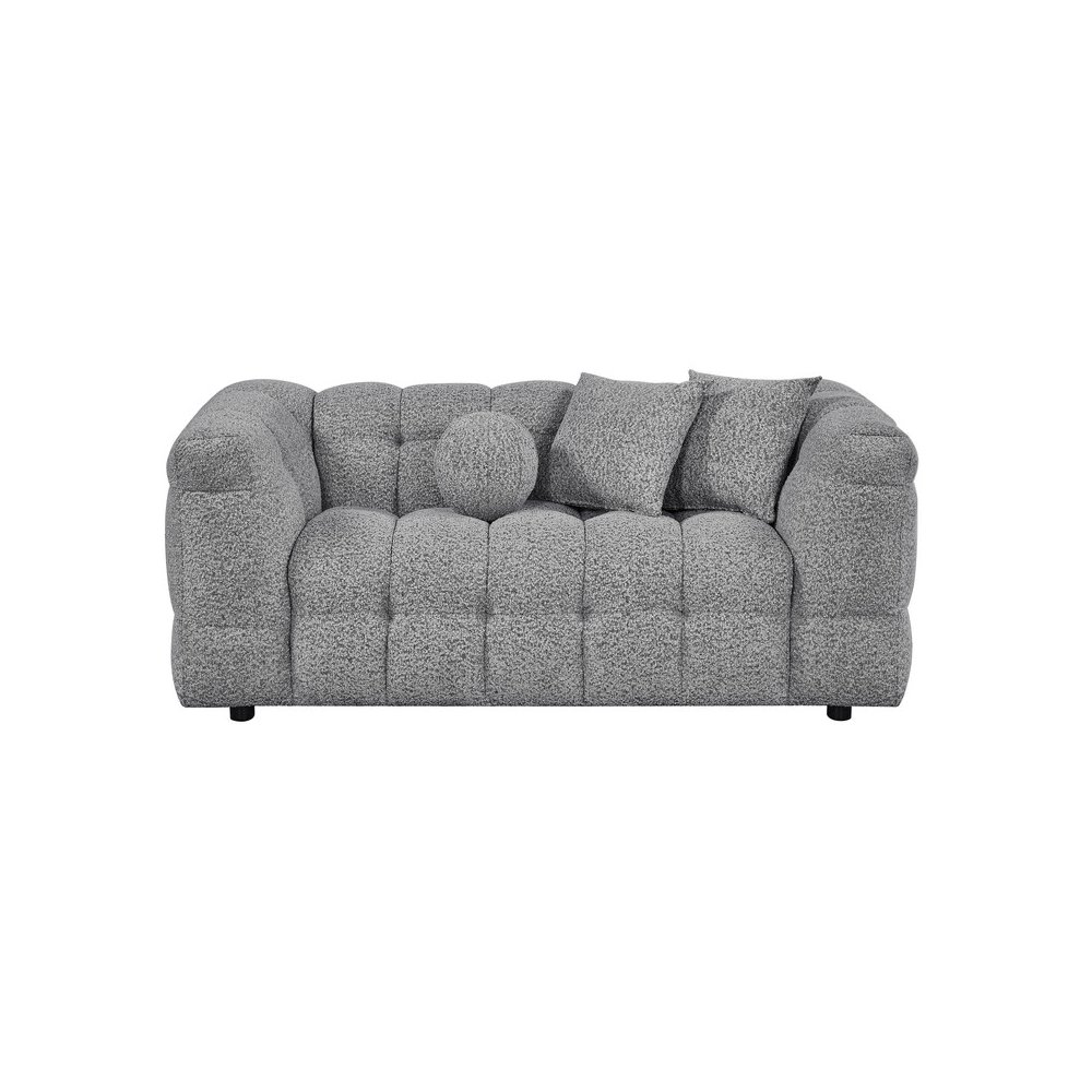 Boucle Fabric Rich Gray Loveseat. Picture 1