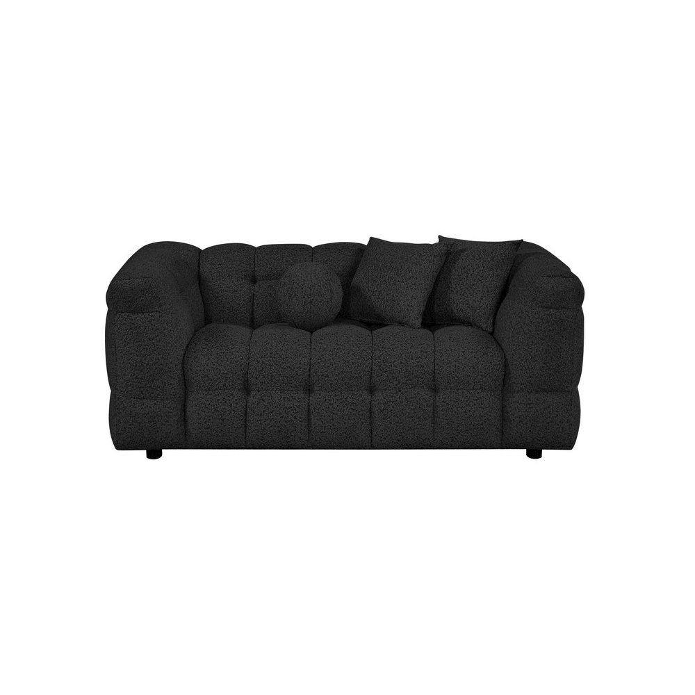 Boucle Fabric Black Loveseat. Picture 1