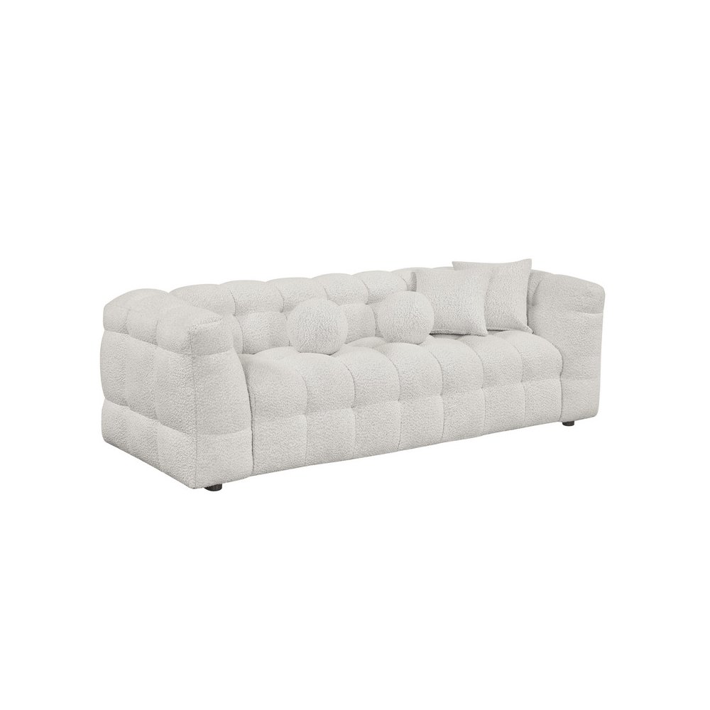 Boucle Fabric Cream Sofa. Picture 1