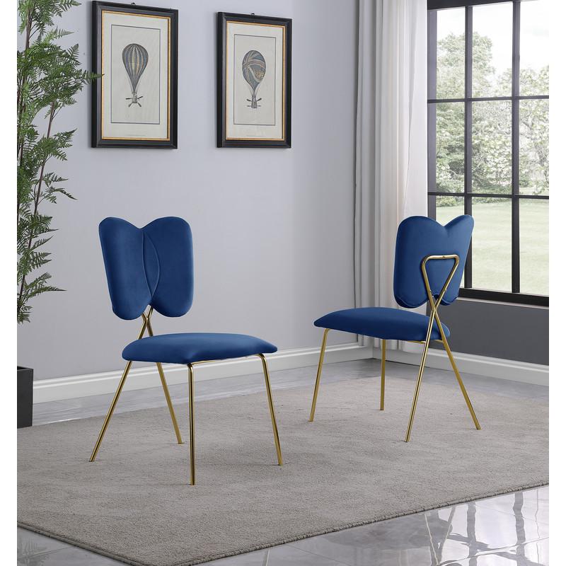 5pc dining Set- Rectangle table with Navy Blue Velvet Chairs. Picture 3