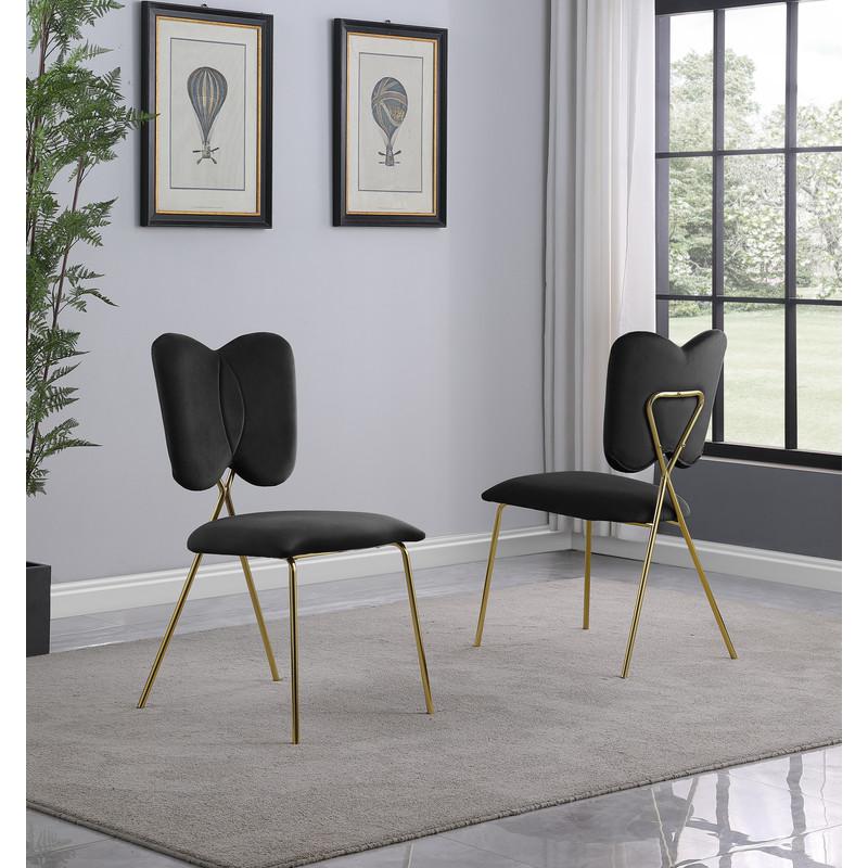 5pc dining Set- Rectangle table with Black Velvet Chairs. Picture 3