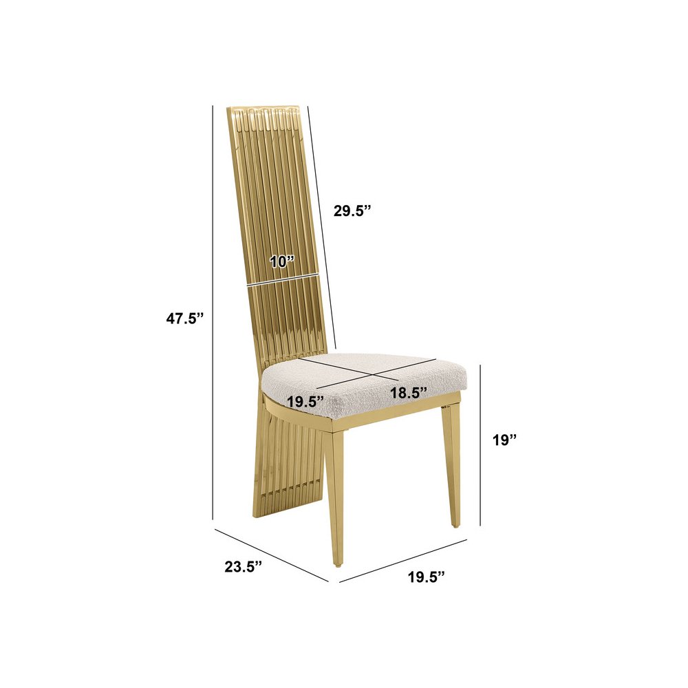 7Pc Tempered Glass Dining Set With 6 Cream Boucle Fabric Side Chairs. Picture 4