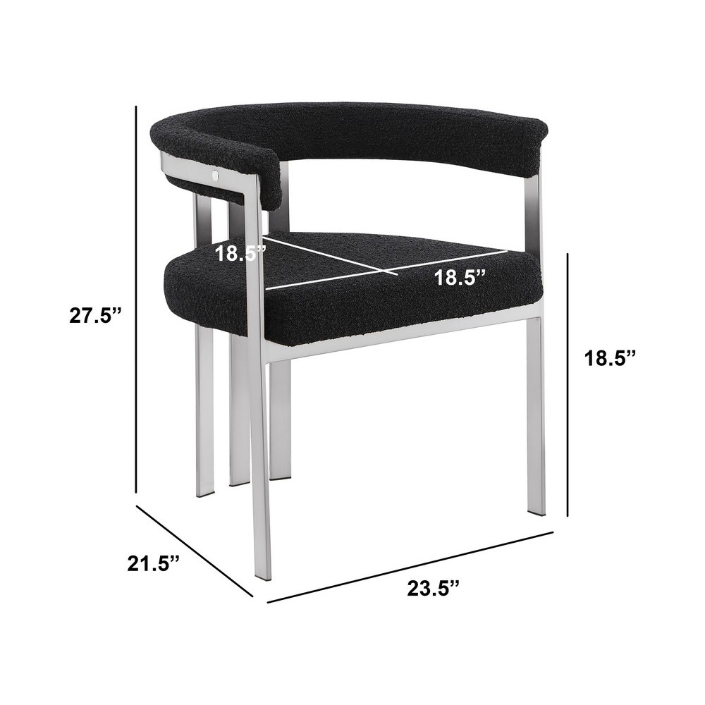 7Pc Tempered Glass Dining Table Set With 6 Black With Matte Silver Side Chairs. Picture 5