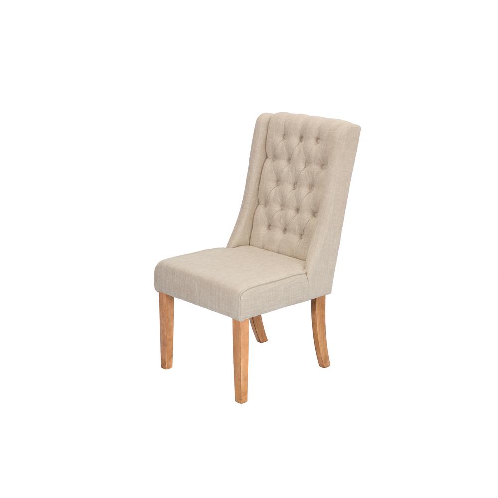 **SET OF 2** Upholstered Side Chairs with Tufted Buttons. Beige.. Picture 1