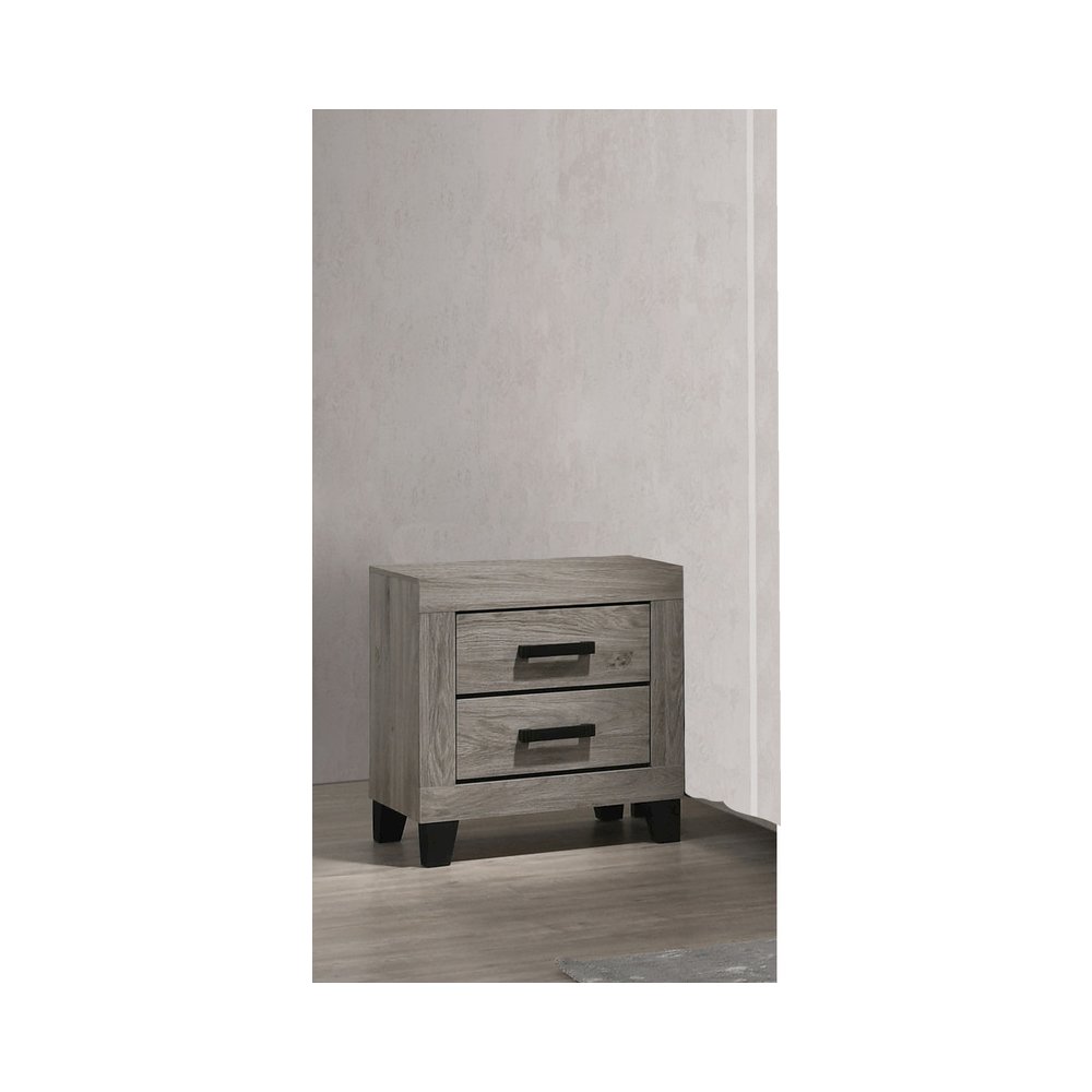 Light grey 2-drawer bedroom nightstand. Picture 2