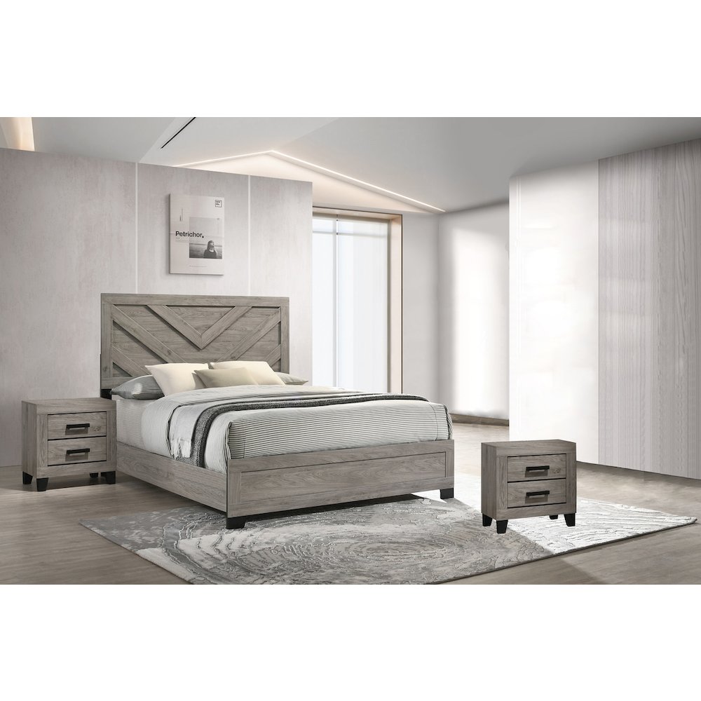 3 piece light gray pannel bedroom set (Bed+2NS). Picture 4