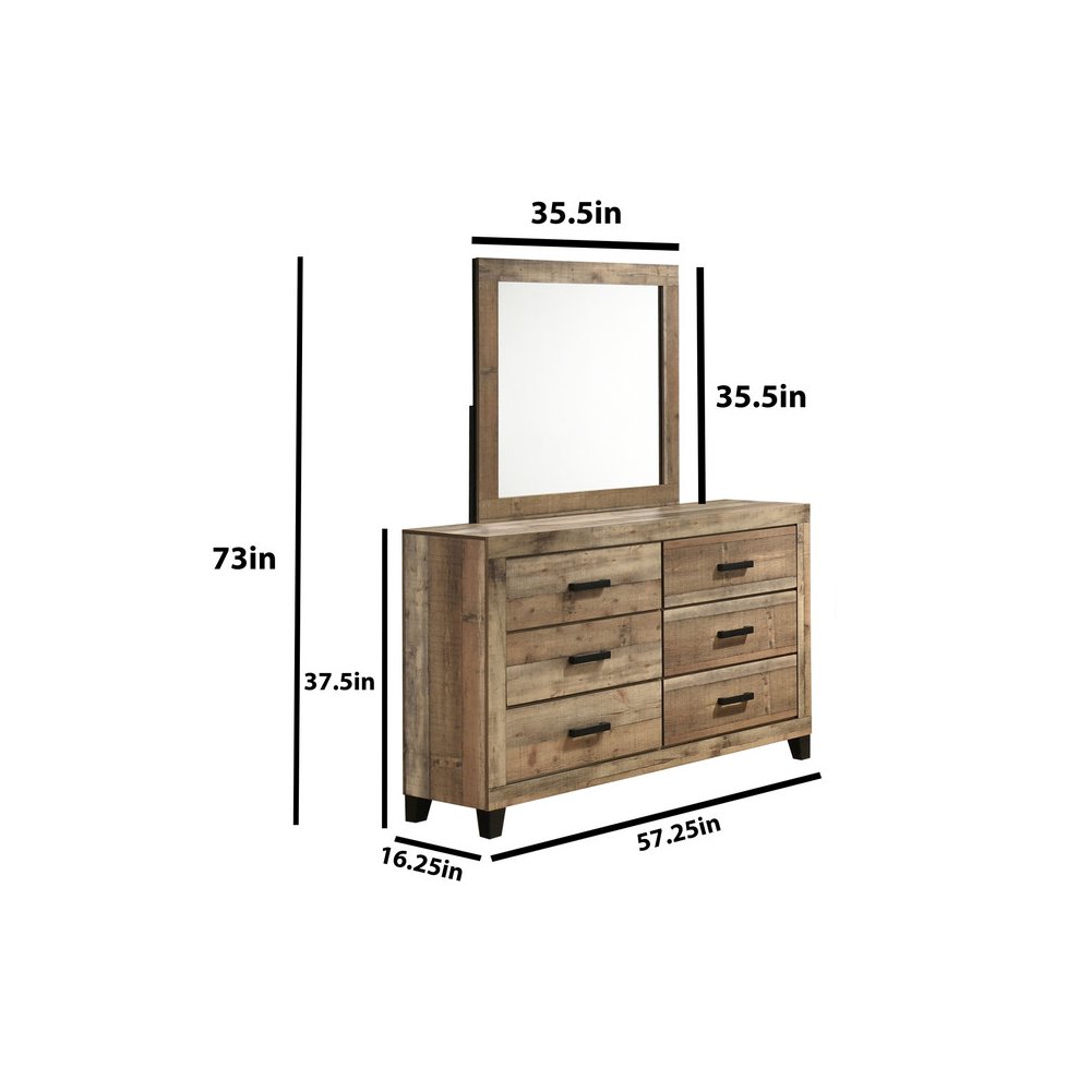 5pc Eastern King Panel Bedroom Set Weathered Brown Pine color. Picture 3