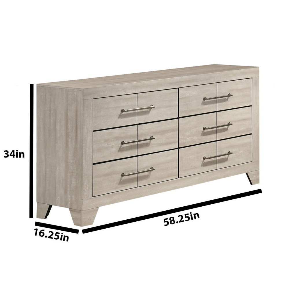Rustic Gray Oak 6-Drawers Dresser. Picture 1